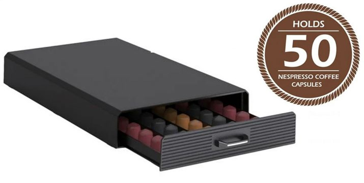 Συρτάρι Οργανωτής για 50 Κάψουλες καφέ Espresso, 40x24x6 cm, Capsule drawer