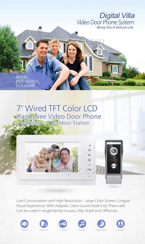 PST Σύστημα Εξόπορτας με Έγχρωμη Θυροτηλεόραση - handsfree video door phone