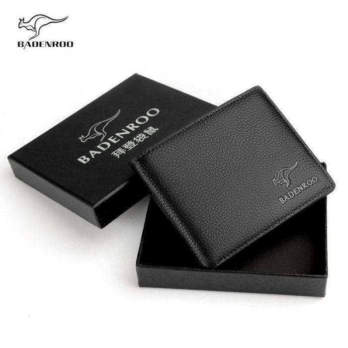 100% Δερμάτινο Ανδρικό Πορτοφόλι BADENROO Σε Κουτί Ιδανικό για Δώρο - High Quality Genuine Leather Bifold Classic Man Wallet Leather Purse Men Wallet Slim - Black - whatsoncyprus.co - skroutz cyprus - gift ideas cyprus